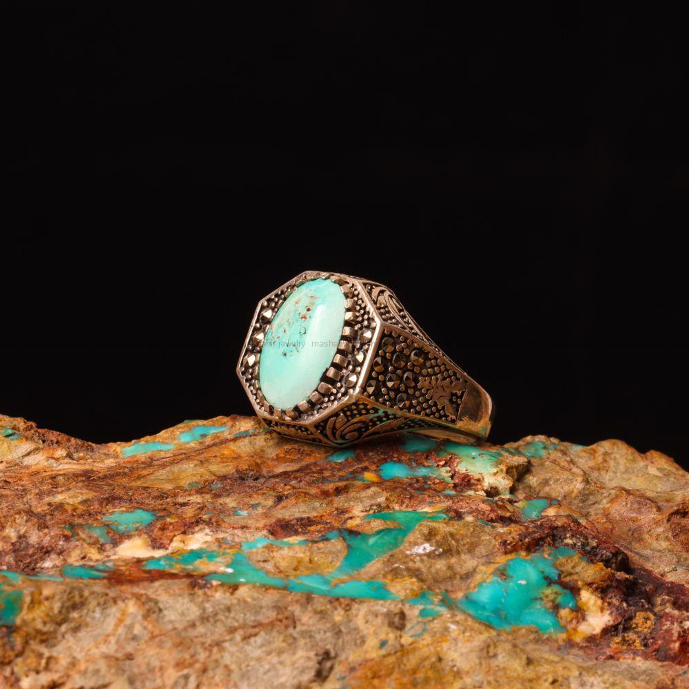 انگشتر فيروزه شجری مردانه کد 9285