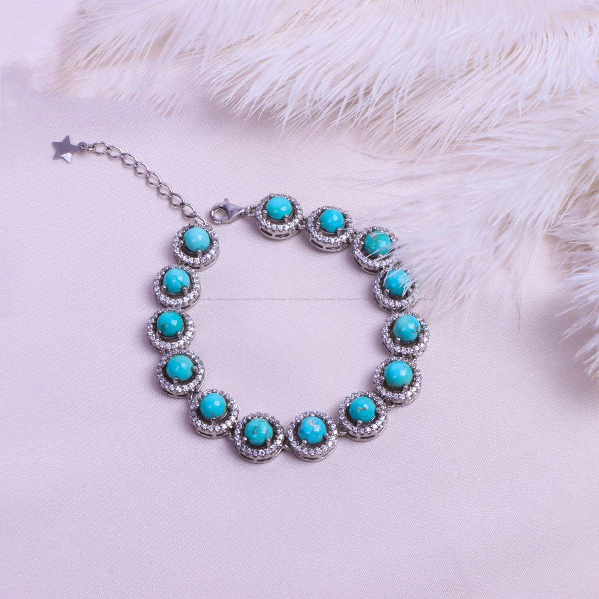 دستبند فیروزه زنانه کد 9377