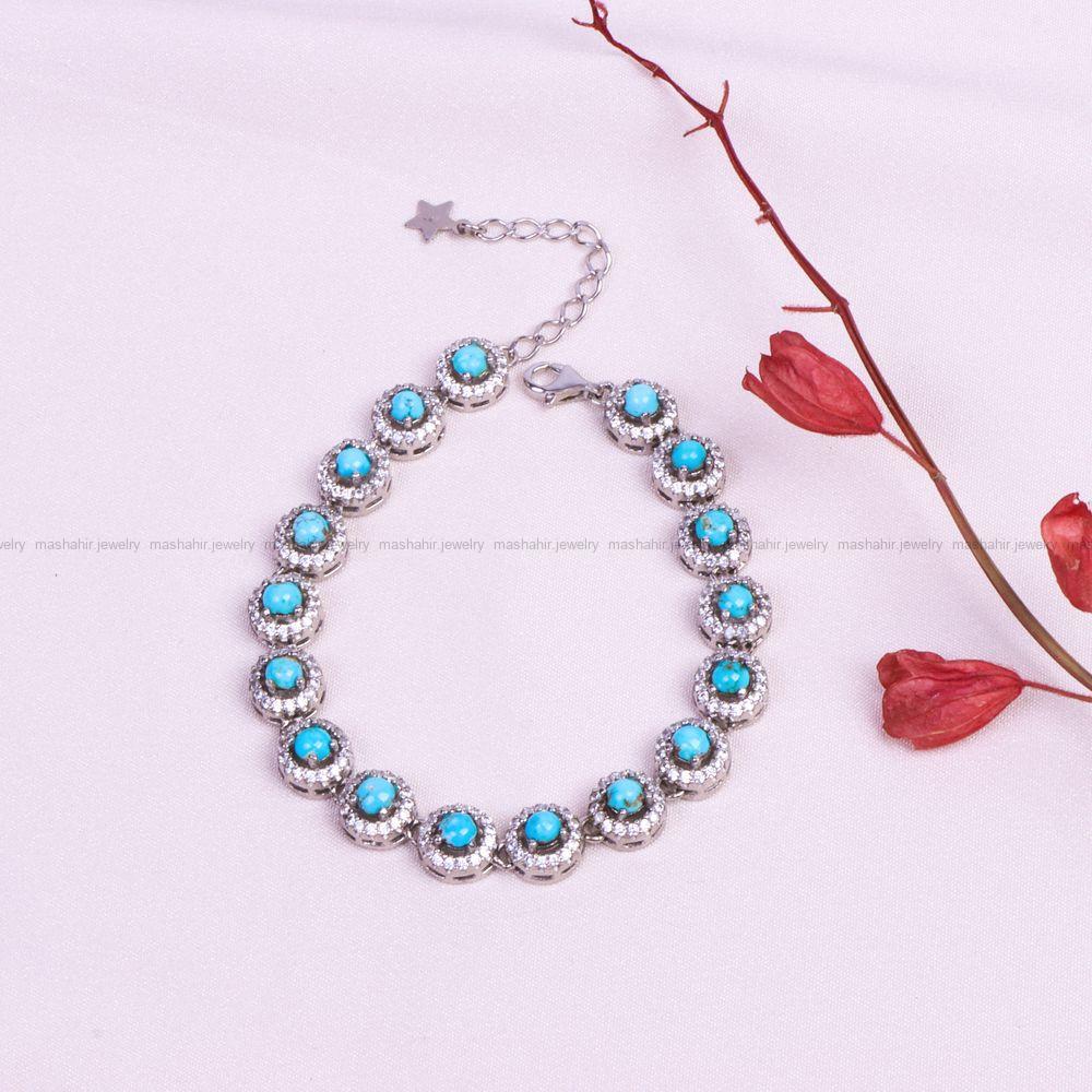 دستبند فیروزه زنانه کد 9379