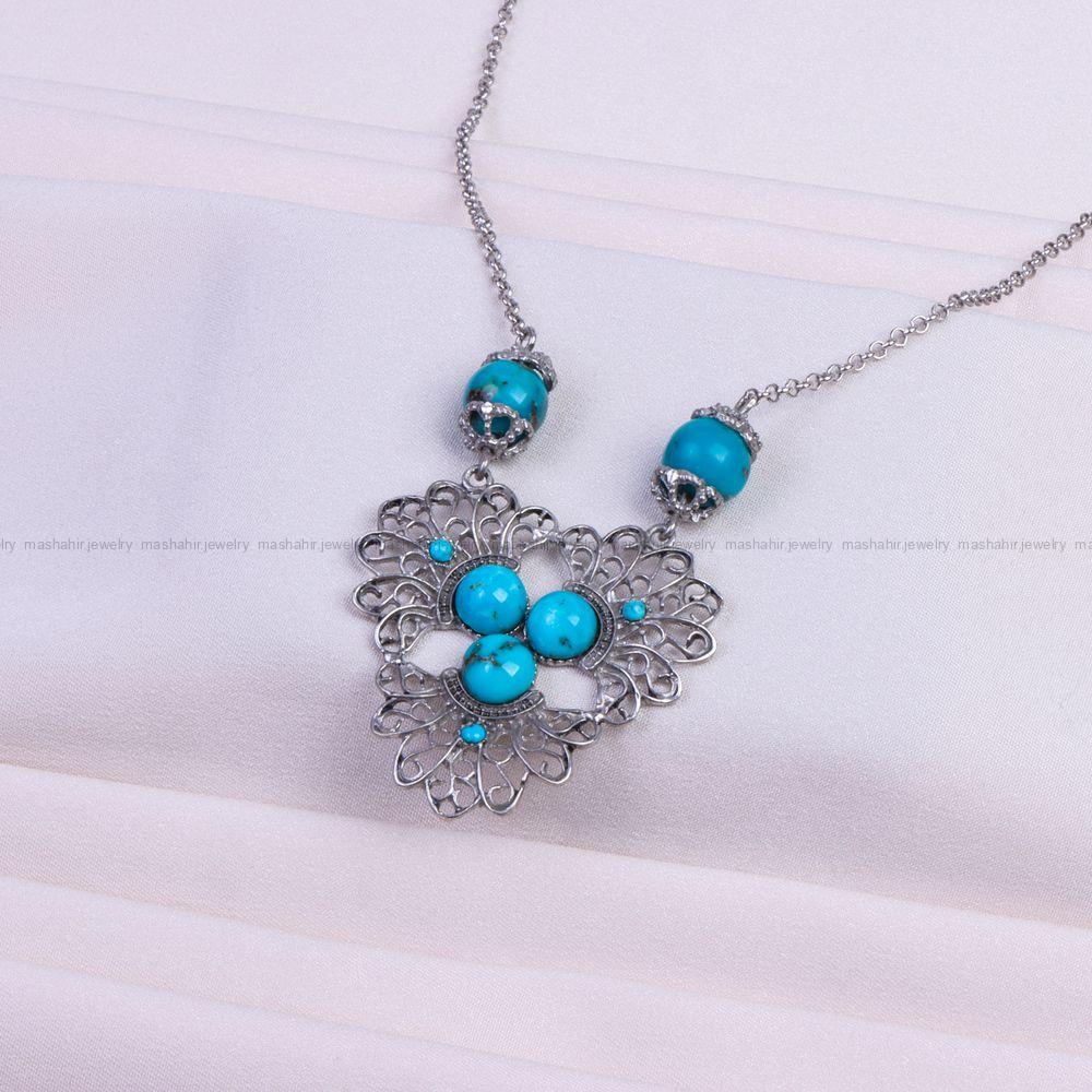 گردنبند فیروزه زنانه کد 9595