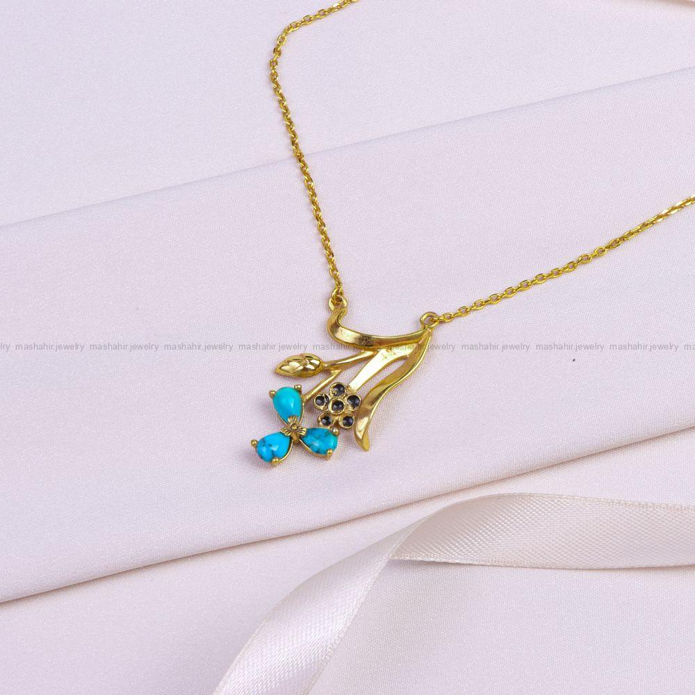 گردنبند فیروزه زنانه کد 9599