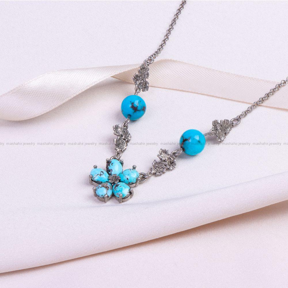 گردنبند فیروزه زنانه کد 9602