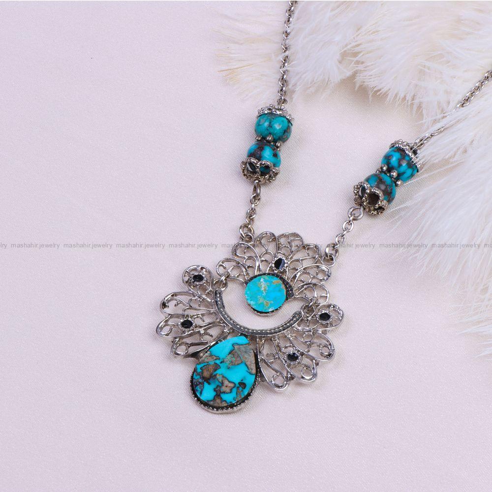 گردنبند فیروزه زنانه کد 9605