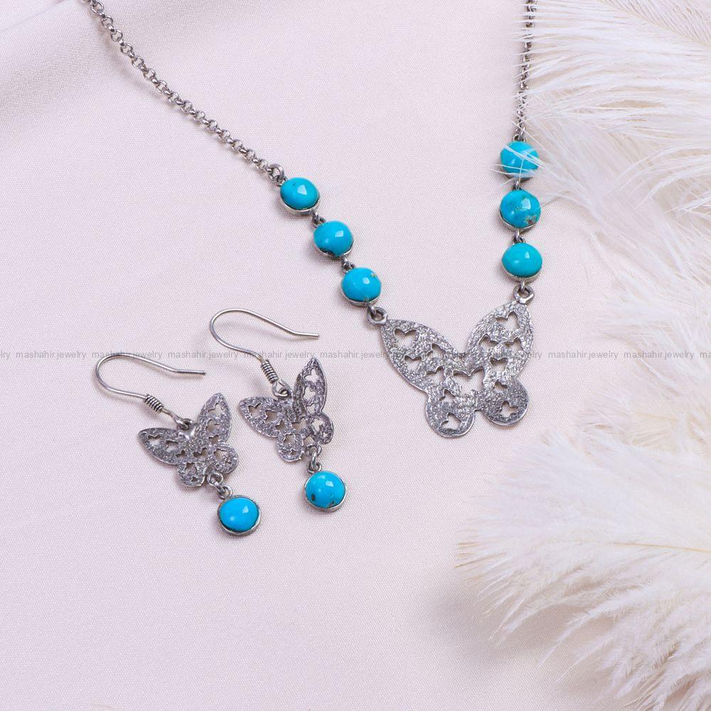 نیم ست فیروزه زنانه کد 9616