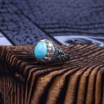 انگشتر فیروزه عجمی مردانه کد 9677