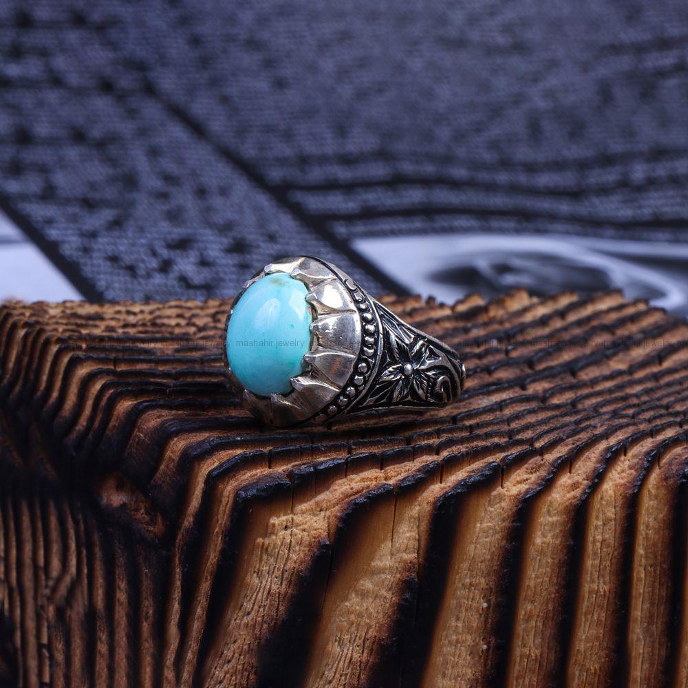 انگشتر فیروزه عجمی مردانه کد 9677
