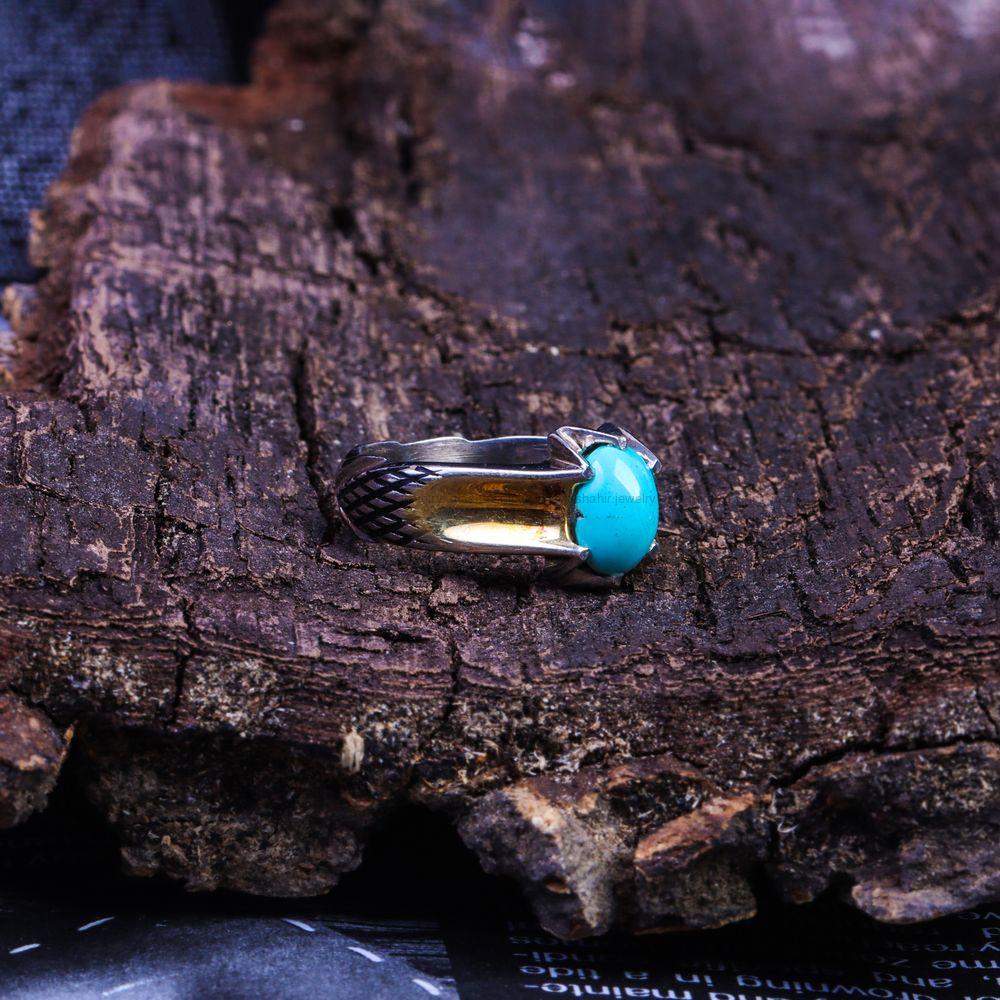 انگشتر فیروزه عجمی مردانه کد 9691