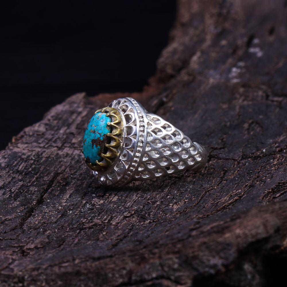انگشتر فیروزه شجری مردانه کد 9692
