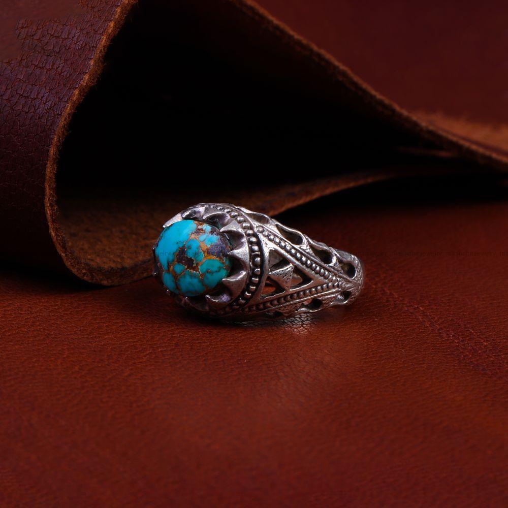 انگشتر فیروزه شجری مردانه کد 9694