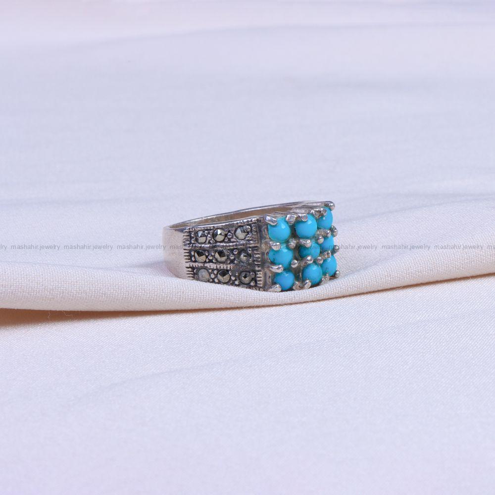انگشتر فیروزه عجمی زنانه کد 9745