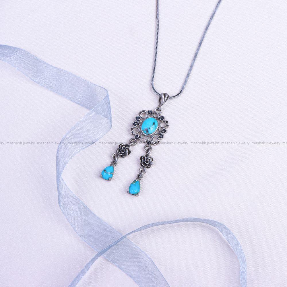 گردنبند فیروزه زنانه کد 9756