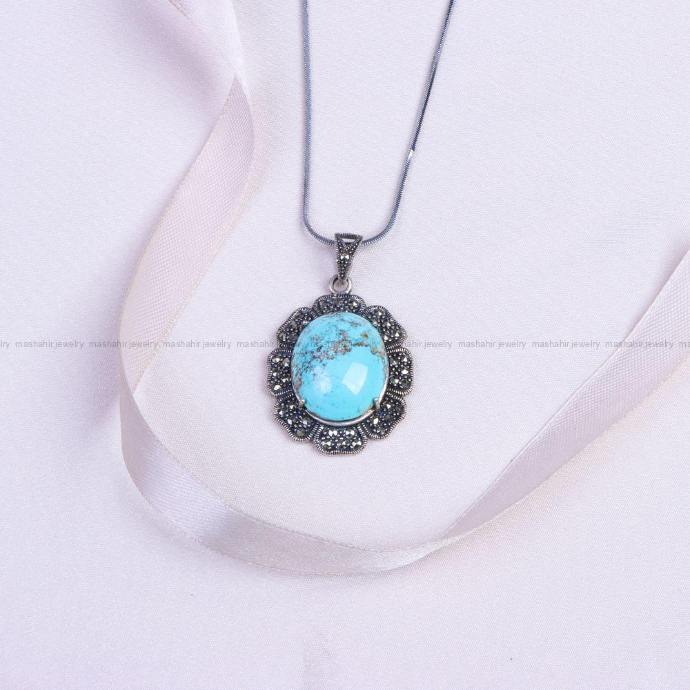 گردنبند فیروزه زنانه کد 9761