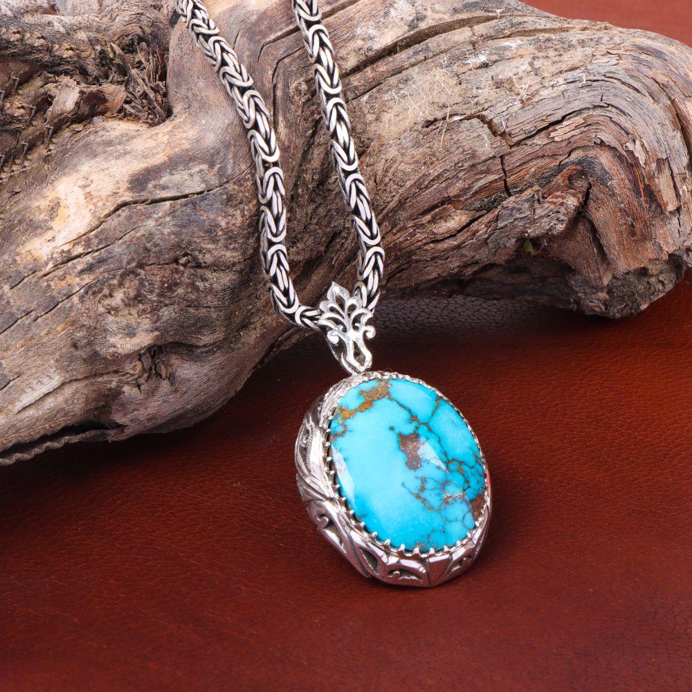 گردنبند فیروزه مردانه کد 10597