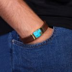 دستبند چرم فیروزه مردانه کد 10641