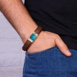 دستبند چرم فیروزه مردانه کد 10643