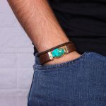 دستبند چرم فیروزه مردانه کد 10648