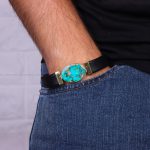 دستبند چرم فیروزه مردانه کد 10656