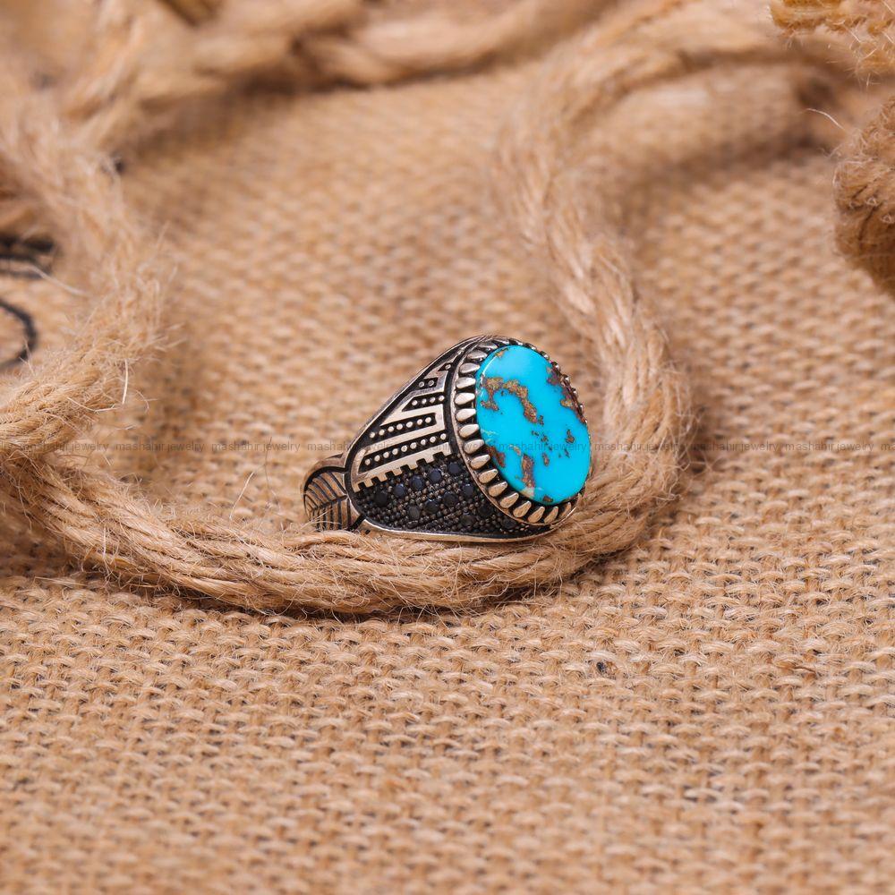 انگشتر فیروزه شجری مردانه کد 10712