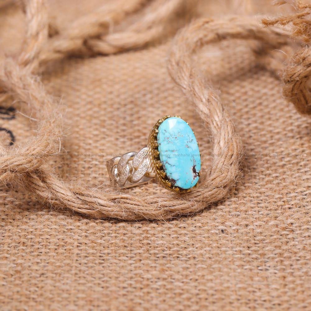 انگشتر فیروزه شجری مردانه کد 10714