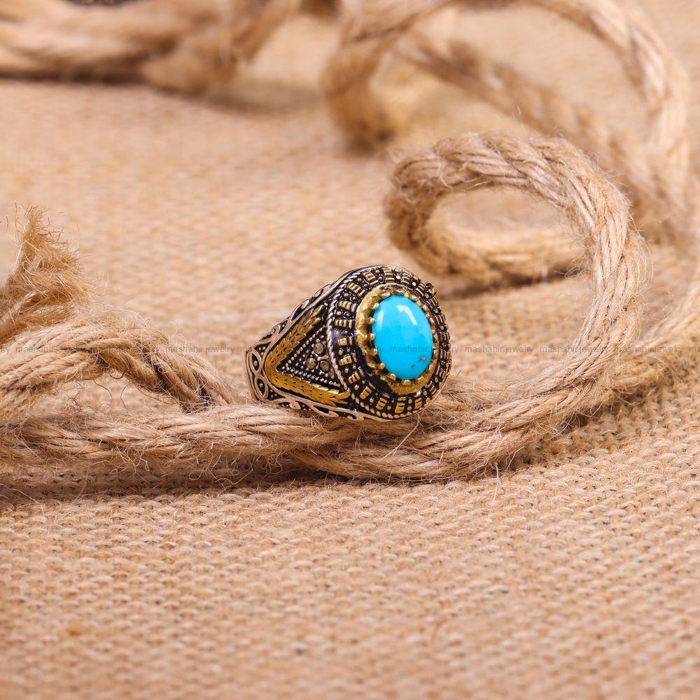 انگشتر فیروزه شجری مردانه کد 10727