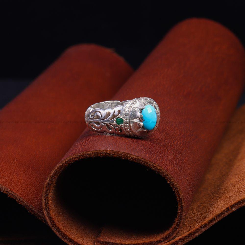 انگشتر فیروزه شجری مردانه کد 10296