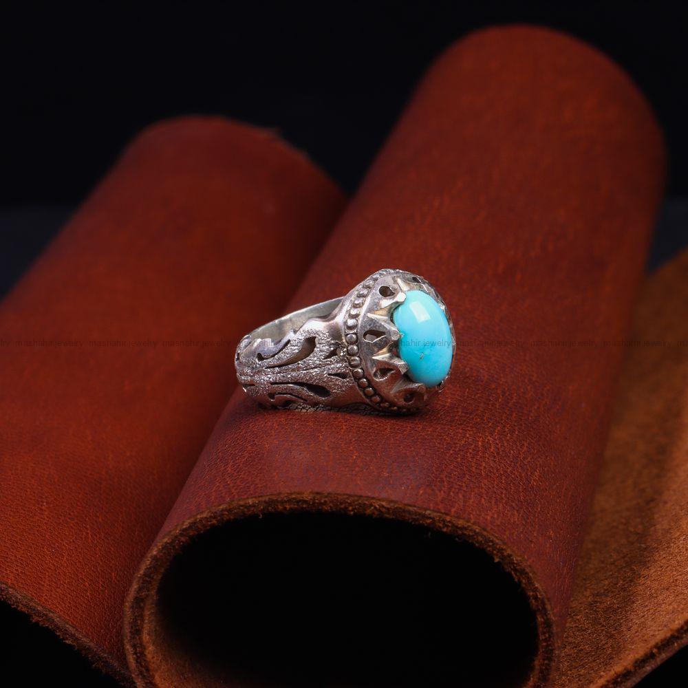 انگشتر فیروزه عجمی مردانه کد 10299