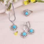 نیم ست فیروزه زنانه کد 10586