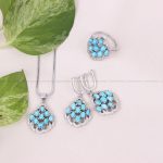 نیم ست فیروزه زنانه کد 10590