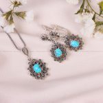 نیم ست فیروزه زنانه کد 10661