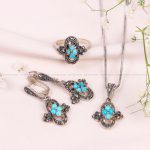 نیم ست فیروزه زنانه کد 10670