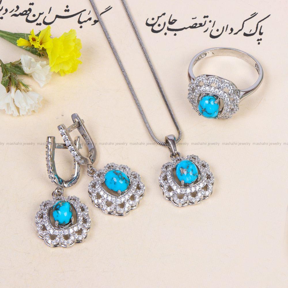 نیم ست فیروزه زنانه کد 10848