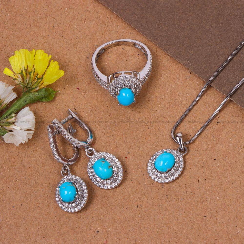 نیم ست فیروزه زنانه کد 10852