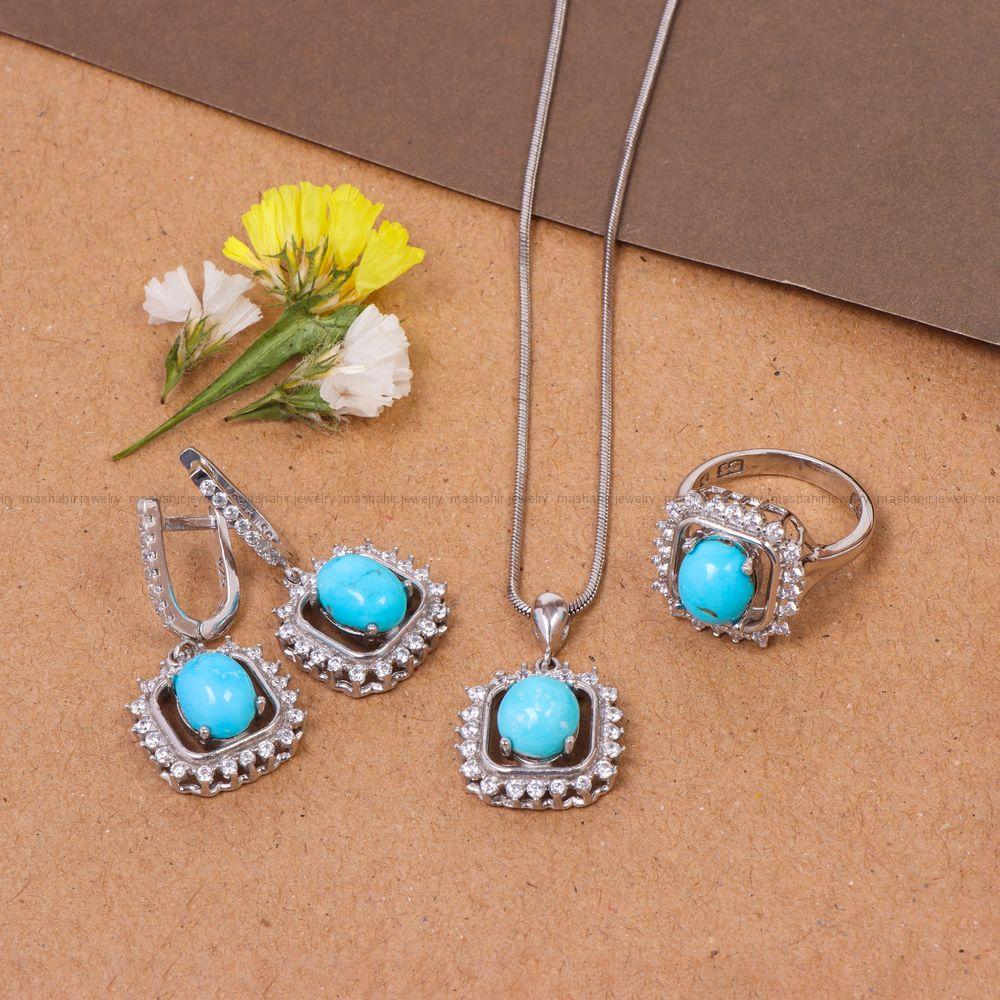 نیم ست فیروزه زنانه کد 10854