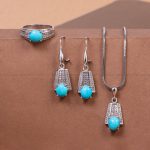 نیم ست فیروزه زنانه کد 10855