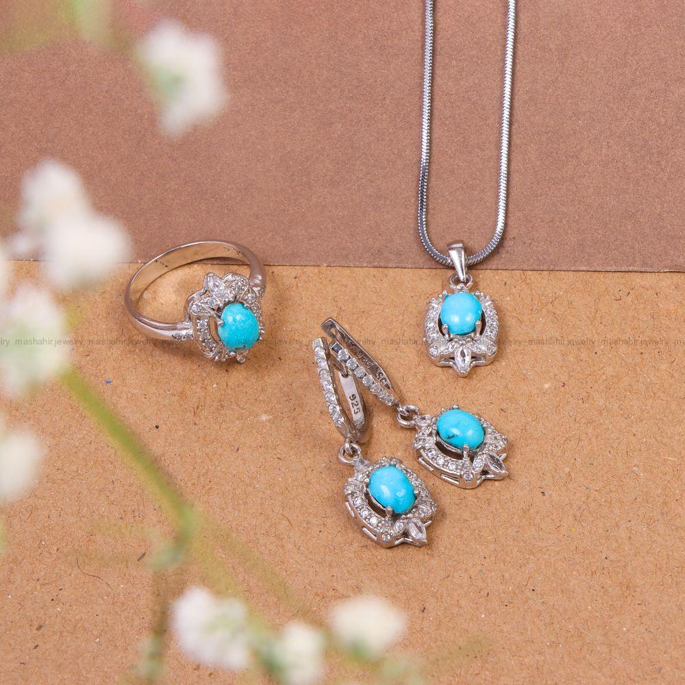 نیم ست فیروزه زنانه کد 10862