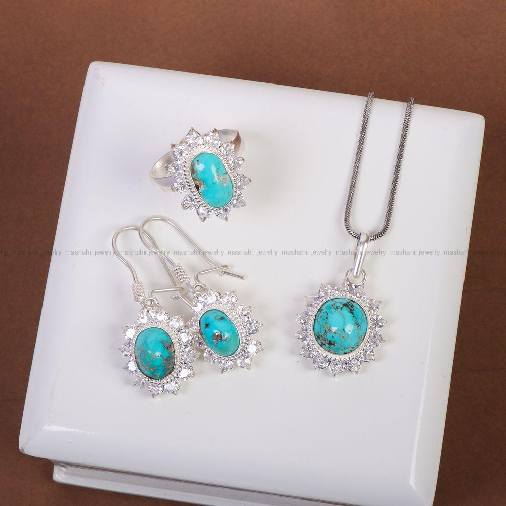 نیم ست فیروزه زنانه کد 10864