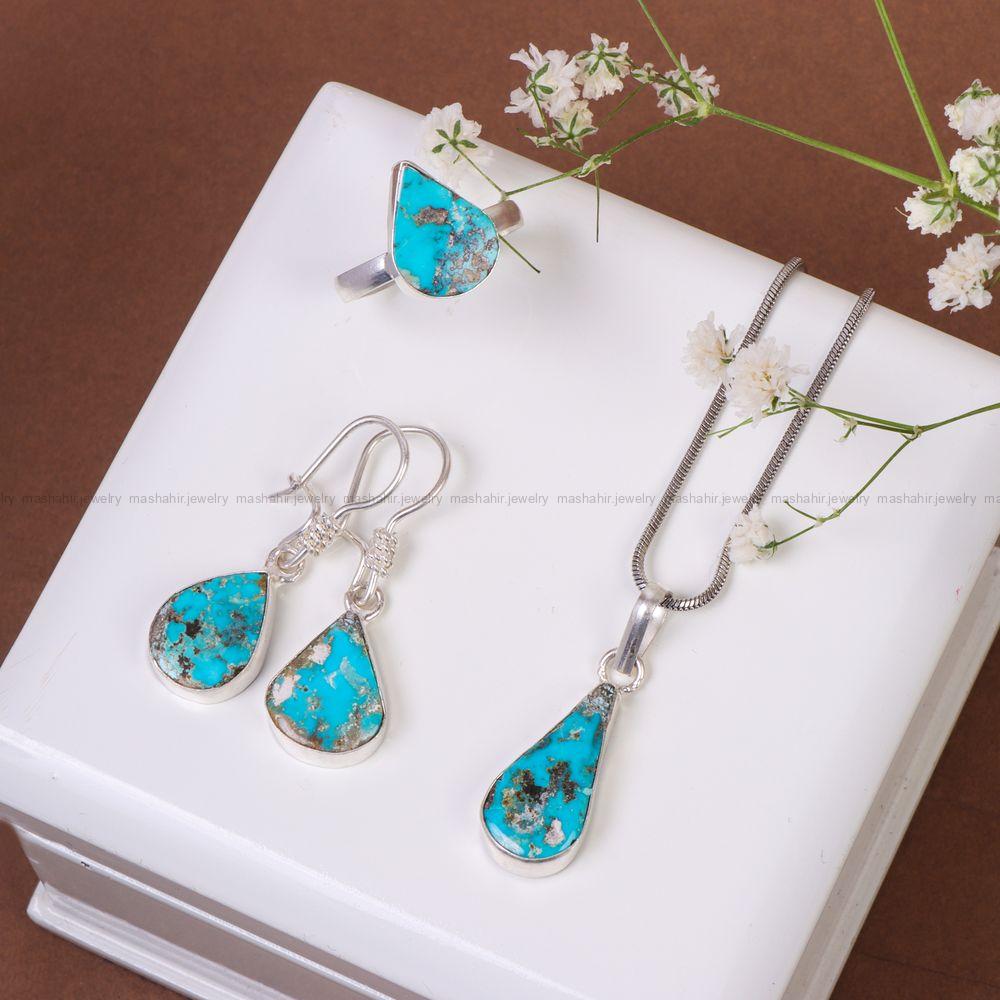 نیم ست فیروزه زنانه کد 10865