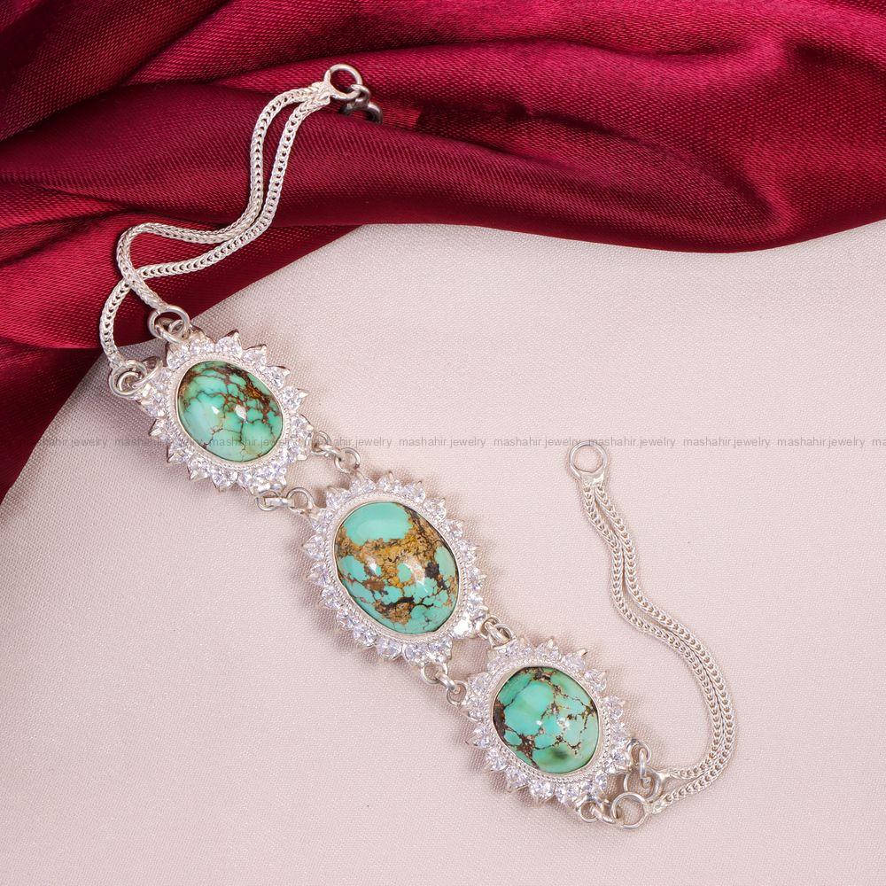 دستبند فیروزه زنانه کد 10882