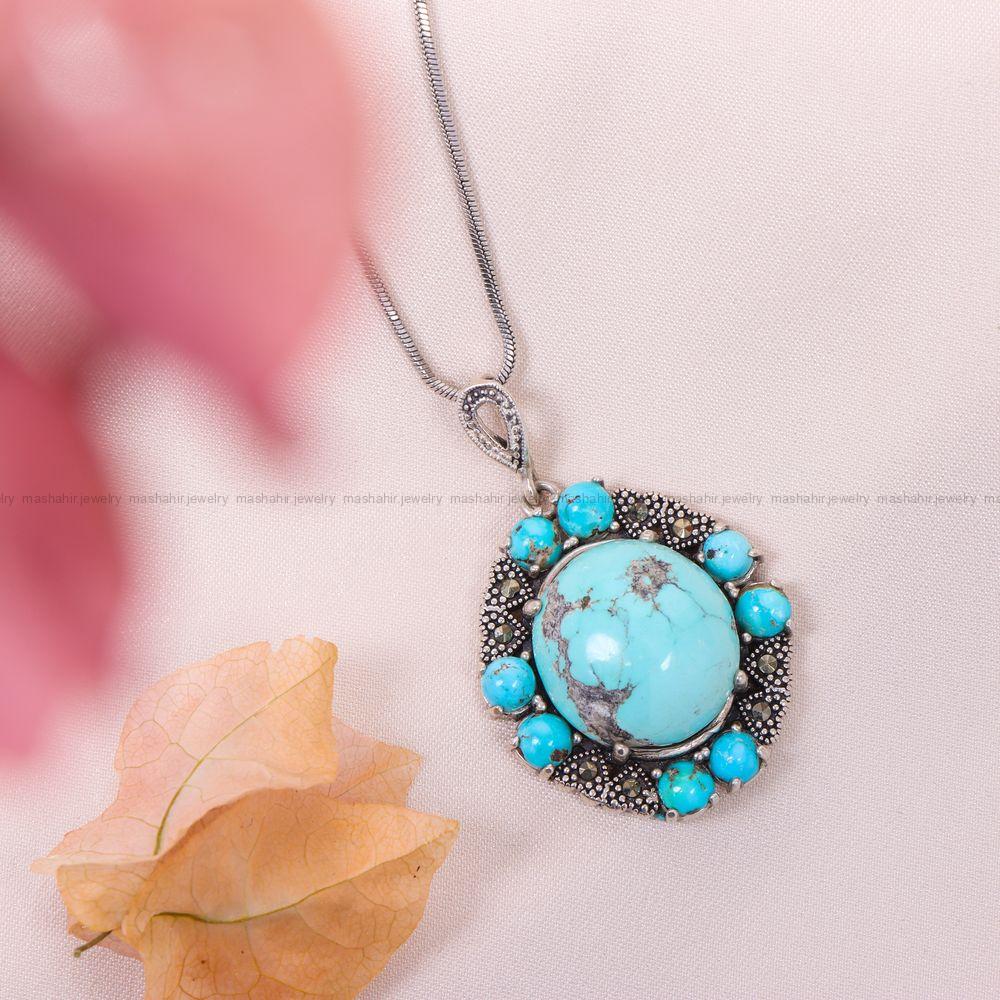 گردنبند فیروزه زنانه کد 10930