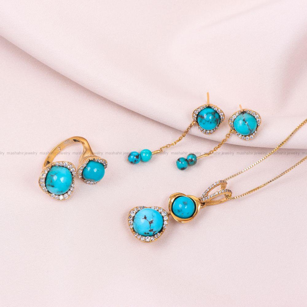 نیم ست فیروزه زنانه کد 10980