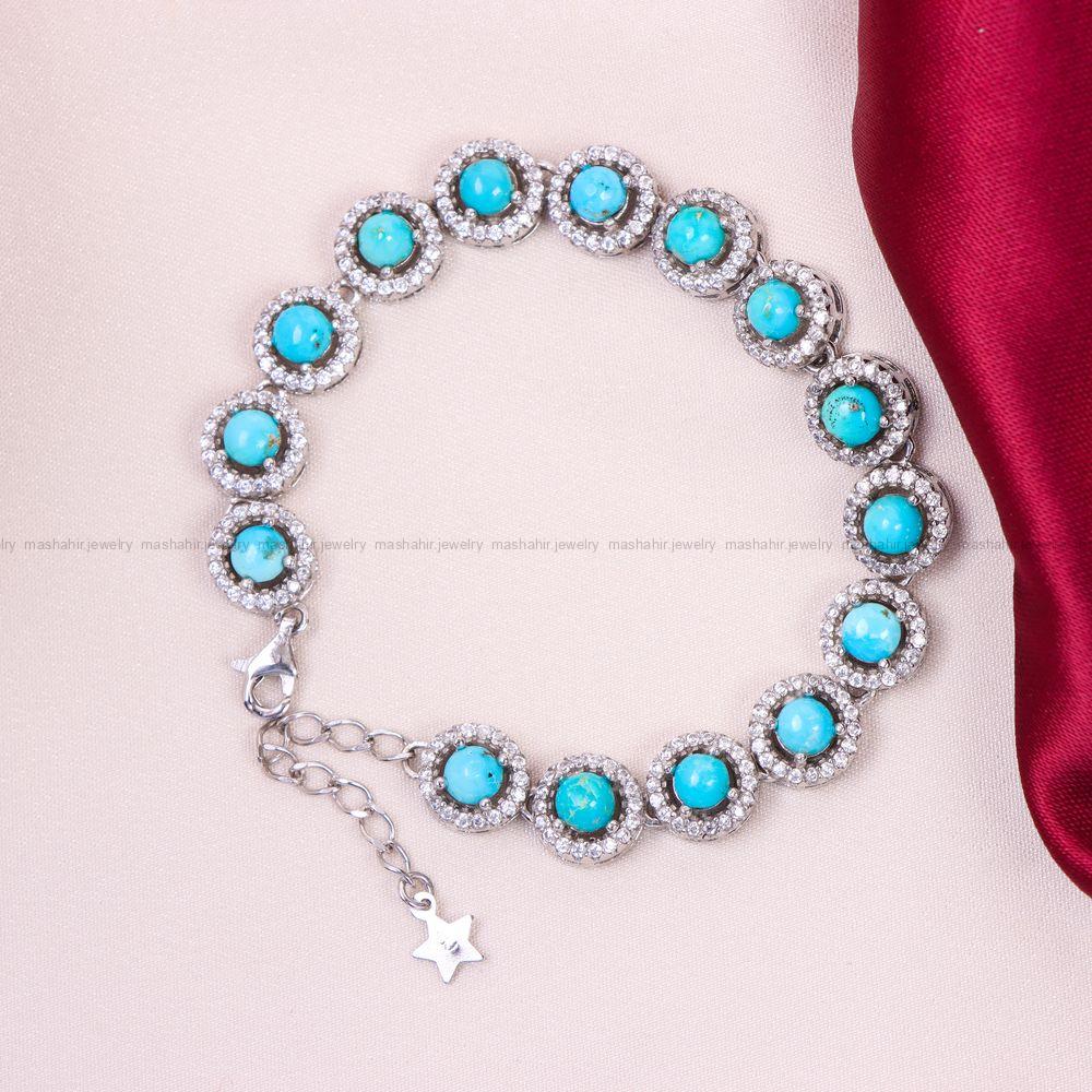 دستبند فیروزه زنانه کد 10993