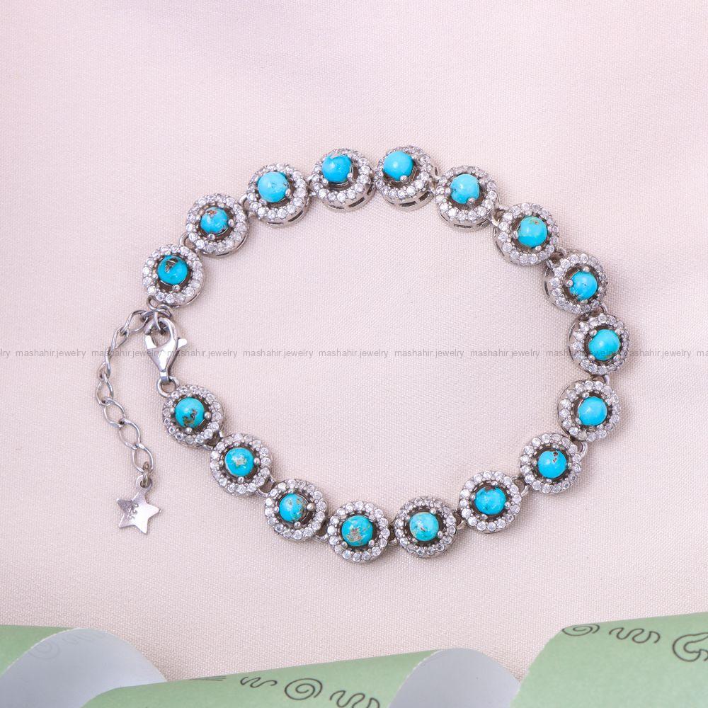 دستبند فیروزه زنانه کد 11035