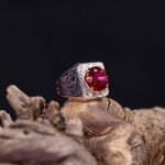 انگشتر توپاز سرخ مردانه کد 10506