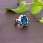 انگشتر توپاز آبی مردانه کد 10706