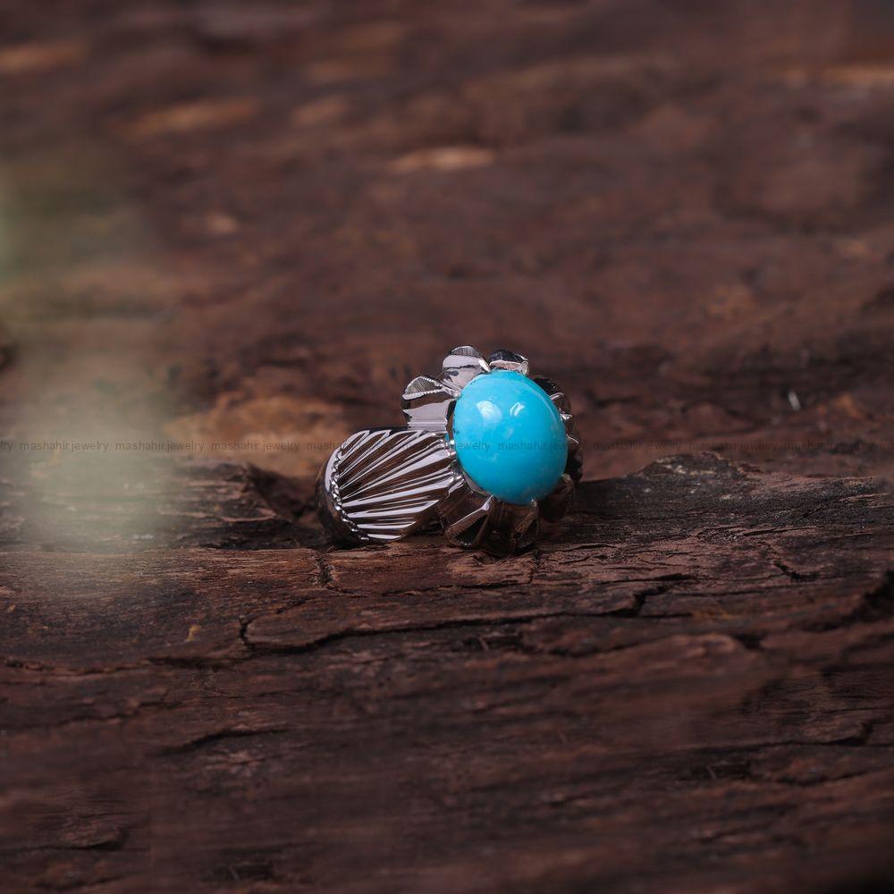 انگشتر فیروزه عجمی مردانه کد 10805