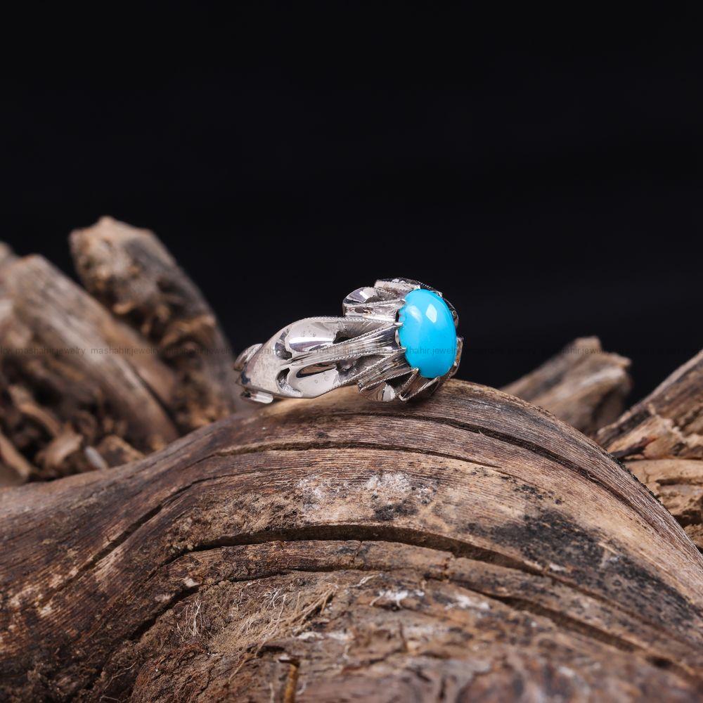 انگشتر فیروزه عجمی مردانه کد 10825
