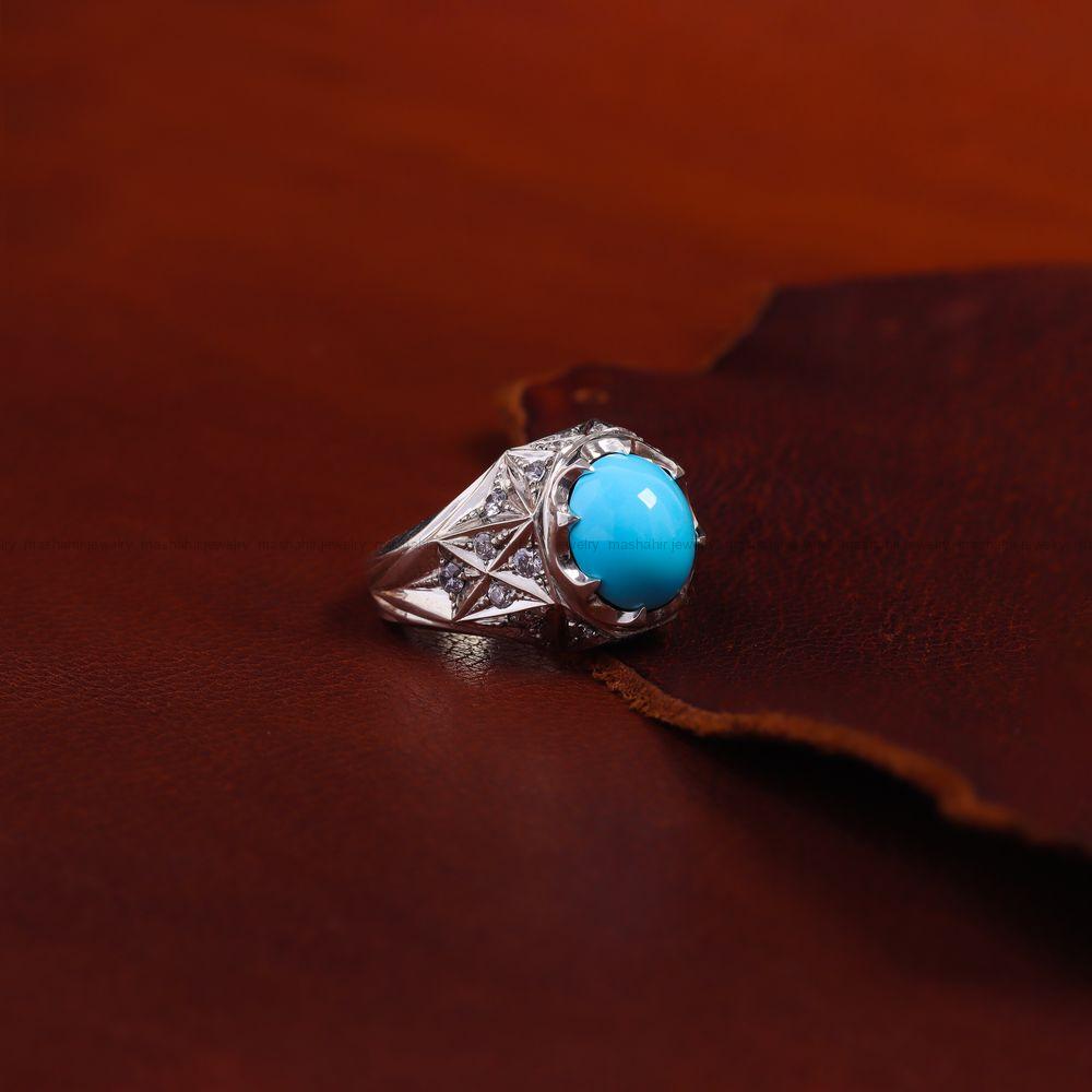 انگشتر فیروزه عجمی مردانه کد 10841