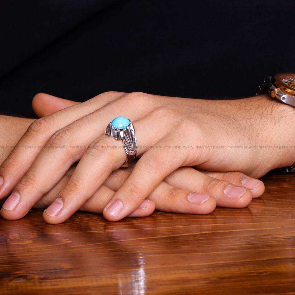 انگشتر فیروزه عجمی مردانه کد 10805