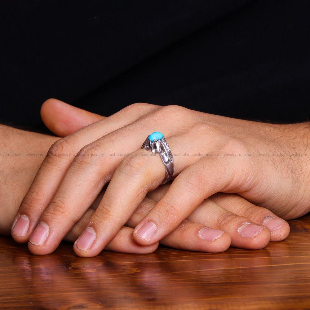 انگشتر فیروزه عجمی مردانه کد 10825