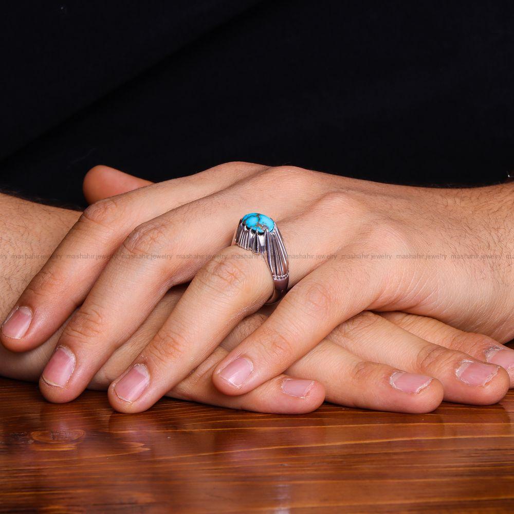 انگشتر فیروزه شجری مردانه کد 10826